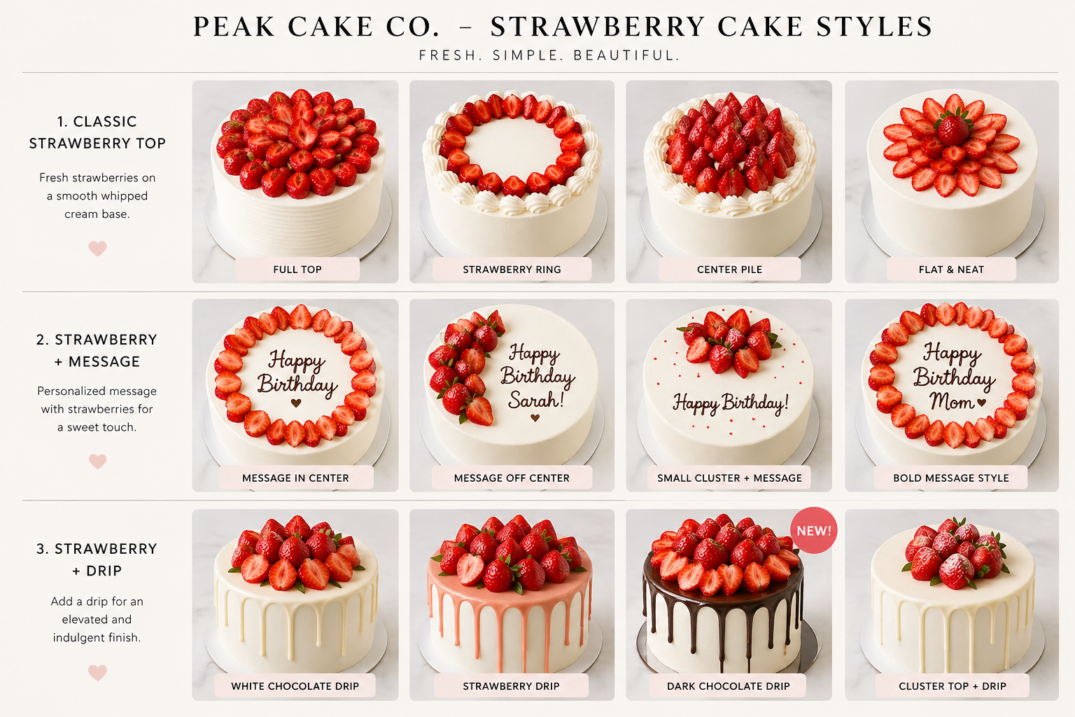 Peak Cake Co whip cream cake design collection