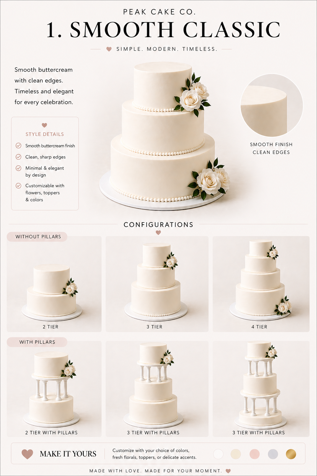 European buttercream wedding cake style preview